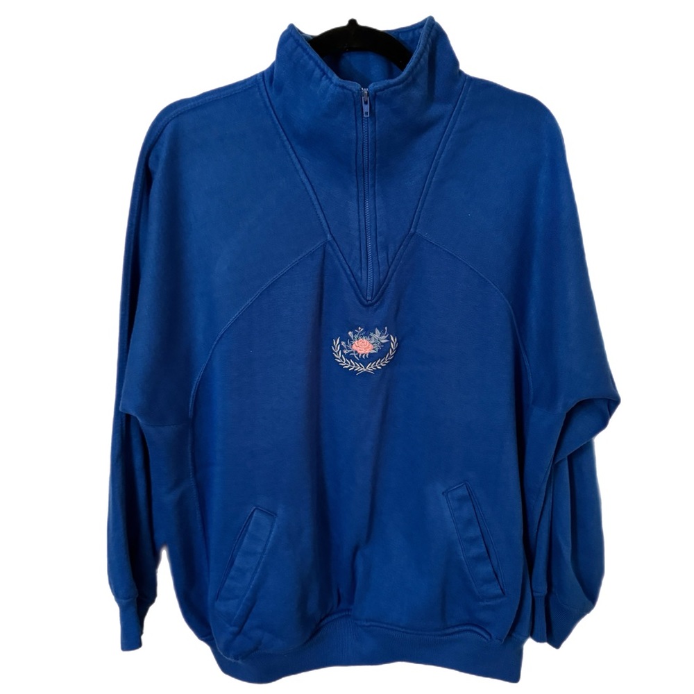 Vintage Lady Foot Locker half~zip sweater ~ Royal Blue
